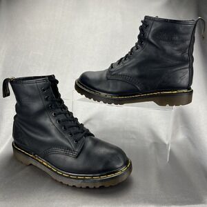 Vtg Dr. Martens Combat Black Leather Boots Made In England * UK 6 / US 7 / EU 39